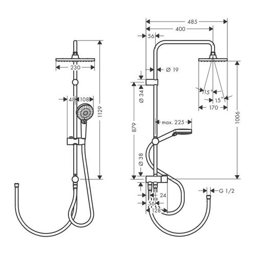 Regendouche set HansGrohe Vernis Shape Showerpipe 230 1 Jet, Doe-het-zelf en Verbouw, Sanitair, Ophalen of Verzenden