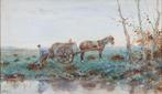 Willem Hendrik van der Nat (1864–1929) - Paardenkar, Antiek en Kunst, Kunst | Schilderijen | Klassiek