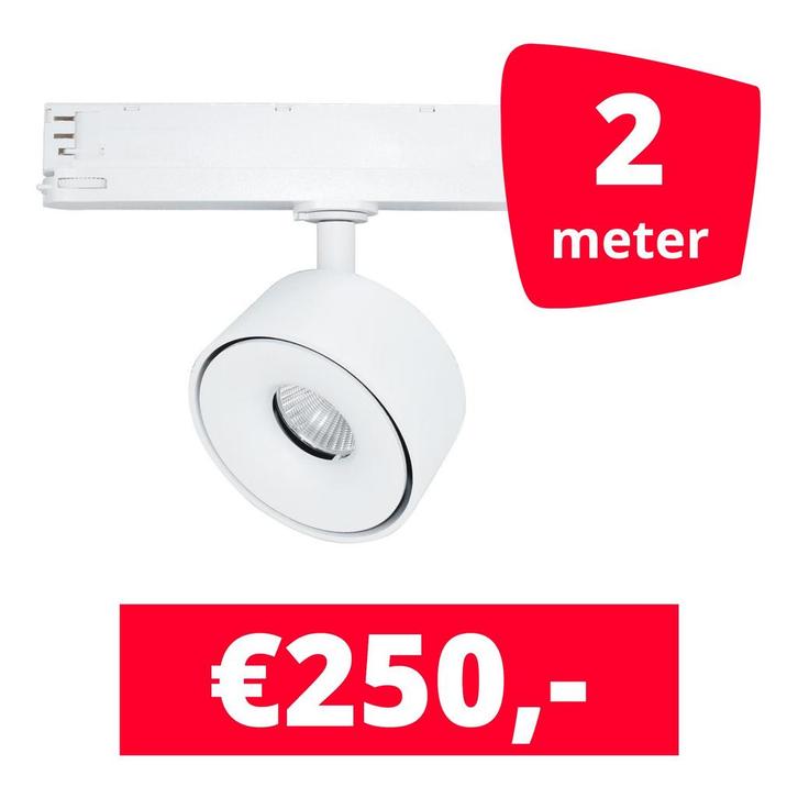 *TIP* LED Railverlichting Ultimo Wit 2 spots + 2M rails, Zakelijke goederen, Kantoor en Winkelinrichting | Winkel en Inventaris