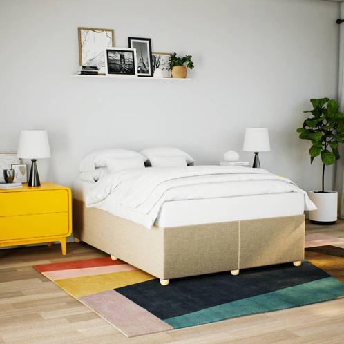 vidaXL Bedframe zonder matras stof crèmekleurig 140x190 cm, Huis en Inrichting, Slaapkamer | Bedden, 140 cm, 190 cm of minder