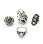 925 Zilver - India - 4 Vrouwenringen - 30 gr. - Ring