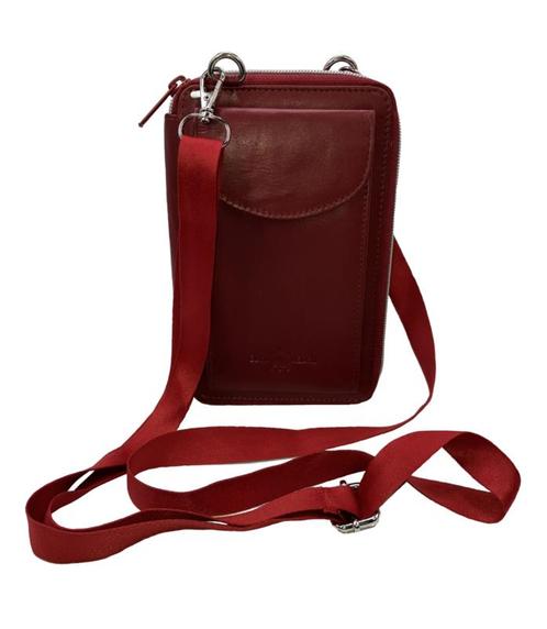 Leren rechthoekig portemonneetasje Rood met telefoonvak, Sieraden, Tassen en Uiterlijk, Portemonnees, Nieuw, Verzenden