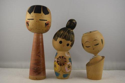 Vintage Kokeshi-poppen - Hout - Hideo Aihara - Japan - Shwa, Antiek en Kunst, Curiosa en Brocante