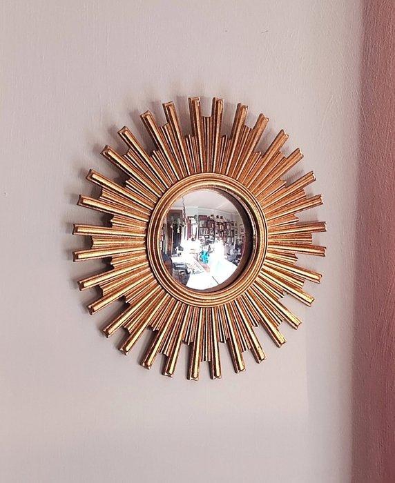 Wandspiegel- heksenoog / convex / bode - Glas, Hars - Gouden, Antiek en Kunst, Curiosa en Brocante