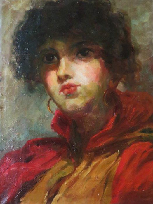 Europäische Schule (XIX-XX) - Porträt einer jungen Frau, Antiek en Kunst, Kunst | Schilderijen | Klassiek