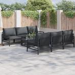 vidaXL Tuin Sofa Set met kussen 7 pcs Antraciet Staal & Stof, Verzenden, Nieuw, Rvs