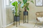 2dekans | LIFA LIVING Plantenbak Delphine - Grijs & Zwart -, Huis en Inrichting, Ophalen of Verzenden, Zo goed als nieuw