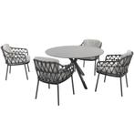 Calpi Locarno dining tuinset 130 cm rond 5 delig HPL, Tuin en Terras, Tuinsets en Loungesets, Ophalen of Verzenden, Nieuw