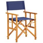 vidaXL Regisseursstoel massief acaciahout blauw, Verzenden, Nieuw, Hout