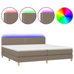 vidaXL Boxspring met matras en LED stof taupe 200x200 cm, Huis en Inrichting, Slaapkamer | Bedden, Verzenden, Overige maten, 200 cm