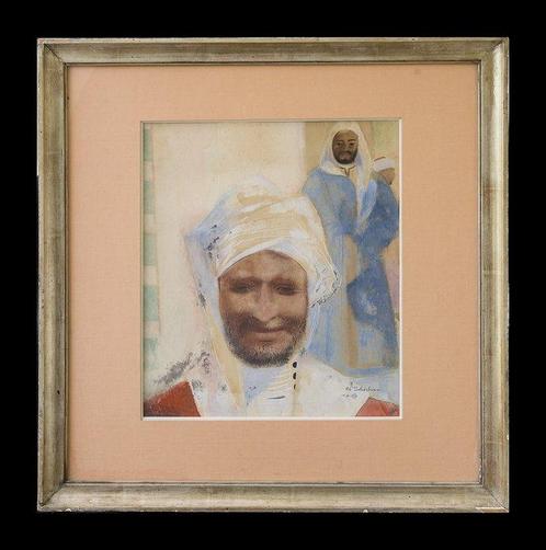 Edmond Delescluze (1905-1993) - Tete de marocain, Antiek en Kunst, Kunst | Schilderijen | Klassiek