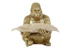 Sculptuur GORILLA 40cm bladkom goudbeige - 48063, Ophalen of Verzenden, Nieuw