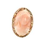Gouden vintage broche met angel skin koraal 14 krt, Sieraden, Tassen en Uiterlijk, Broches, Ophalen of Verzenden, Nieuw
