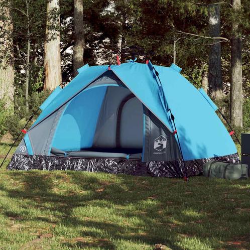 vidaXL Koepeltent 3-persoons snelontgrendeling blauw, Caravans en Kamperen, Tenten, Nieuw, tot en met 2, Verzenden