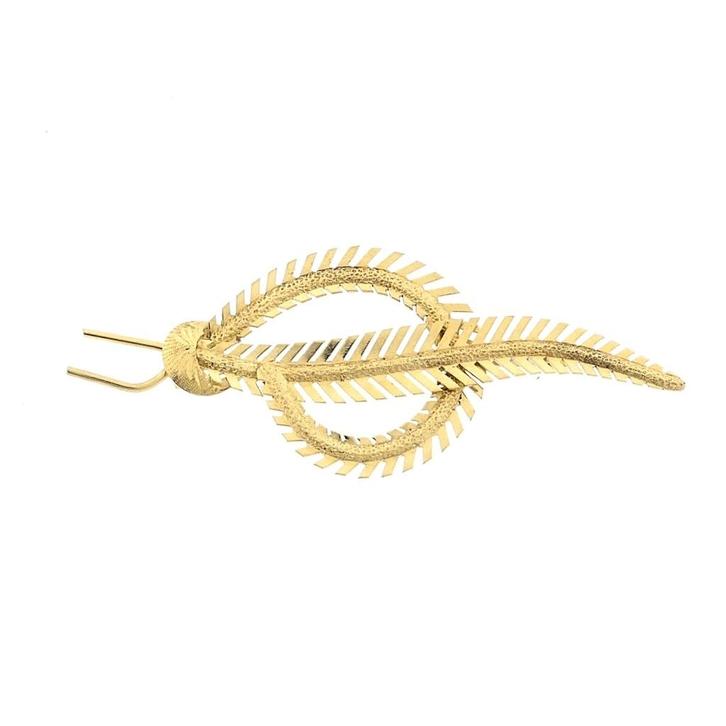 Vintage gouden broche van een veer, Sieraden, Tassen en Uiterlijk, Broches, Overige kleuren, Gebruikt, Goud, Ophalen of Verzenden