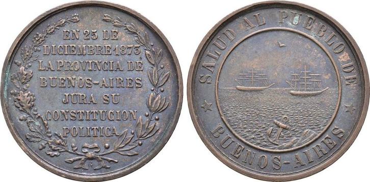 Brons medaille auf die Verfassung 1873 Argentinien:, Postzegels en Munten, Munten | Amerika, Verzenden