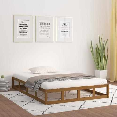 vidaXL Bedframe massief hout honingbruin 150x200 cm, Huis en Inrichting, Slaapkamer | Bedden, Overige maten, 200 cm, Bruin, Tweepersoons