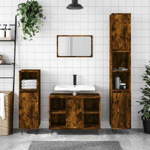 vidaXL Badkamerkast 30x30x100 cm bewerkt hout gerookt, Huis en Inrichting, Badkamer | Badkamermeubels, Nieuw, 100 tot 150 cm, Verzenden