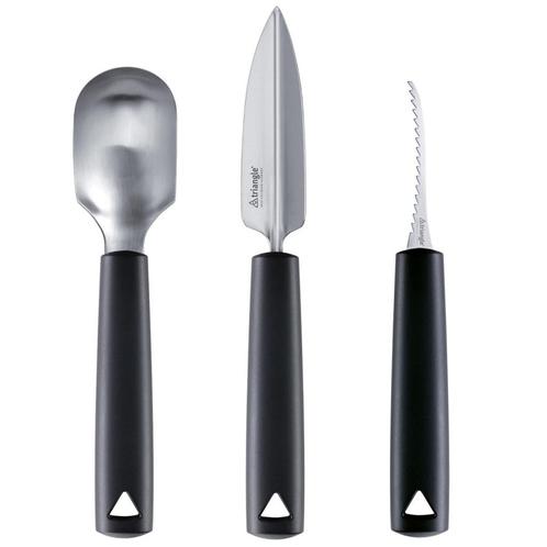 Triangle Pompoen Kerfset 3-Delig - RVS Lemmet - Vaatwasse..., Huis en Inrichting, Keuken | Keukenbenodigdheden, Nieuw, Ophalen of Verzenden