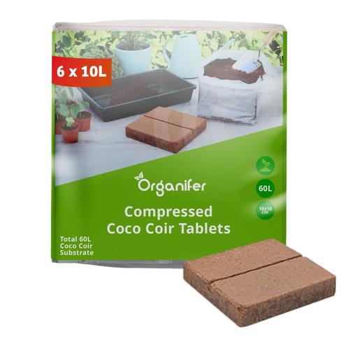 Coco Coir Kokossubstraat Tabletten - 6-pack van 10L zakken,, Tuin en Terras, Aarde en Mest, Mest, Verzenden