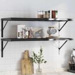 vidaXL Wandschappen 2 st 100x40x3 cm roestvrijstaal zwart, Huis en Inrichting, Woonaccessoires | Wandplanken en Boekenplanken
