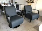 verschillende leren fauteuils met stalen frame - blauw leer, Huis en Inrichting, Fauteuils, Nieuw, Ophalen of Verzenden, Industrieel