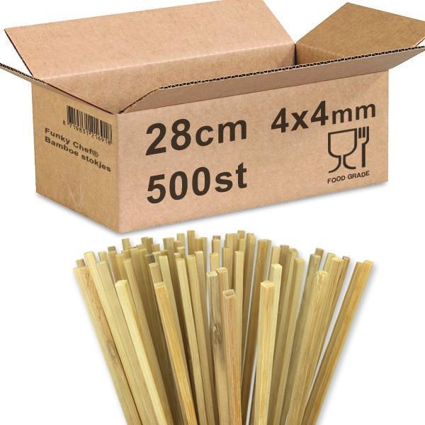 Bamboe stokjes 28cm 4x4mm vierkant &amp; stomp Foodgrade 5000 st, Zakelijke goederen, Horeca | Food, Ophalen of Verzenden