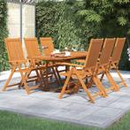 vidaXL 7-delige Tuinset massief acaciahout, 6 zitplaatsen, Nieuw, Tuinset, Verzenden
