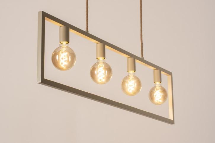 Rietveld Hanglampen - Beige, Zand - Metaal, Huis en Inrichting, Lampen | Hanglampen, Verzenden