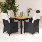 vidaXL 5-delige Tuinset met kussens poly rattan zwart, 4 zitplaatsen, Nieuw, Tuinset, Verzenden