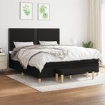 vidaXL Boxspring met matras stof zwart 160x200 cm, Verzenden, Zwart, 200 cm, Stof