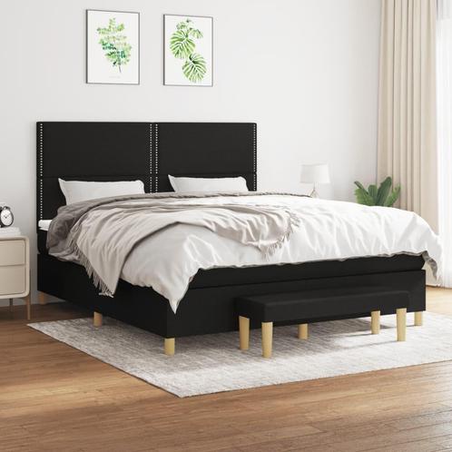 vidaXL Boxspring met matras stof zwart 160x200 cm, Huis en Inrichting, Slaapkamer | Bedden, 160 cm, 200 cm, Zwart, Tweepersoons