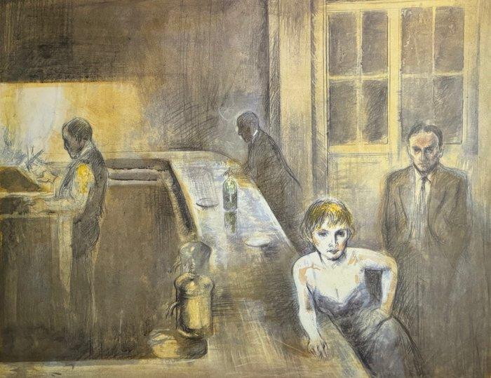 Alberto Sughi (1928 - 2012) - Bar, Antiek en Kunst, Antiek | Overige Antiek