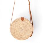 Ronde rotan tas beige handgemaakte crossbody tas Senja, Verzenden, Nieuw