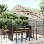 vidaXL 9-delige Tuinbarset poly rattan en massief acaciahout, Tuin en Terras, Verzenden, Nieuw, Rotan, 8 zitplaatsen