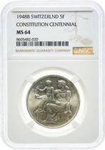 Zwitserland, Bern 5 Francs 1948 - NGC MS64, Postzegels en Munten, Munten | Europa | Niet-Euromunten