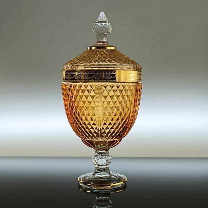 SECOLOVENTESIMO - Koekjesdoos - Amber Gold 02 Snoeppot - 24, Antiek en Kunst, Antiek | Glas en Kristal