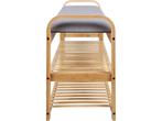 Bankje - Arch Double Shelf - Bamboe - Grijze stof, Huis en Inrichting, Verzenden, Nieuw