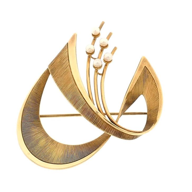 Gouden broche met parels | Vintage (gouden sieraden), Sieraden, Tassen en Uiterlijk, Broches, Overige kleuren, Gebruikt, Met edelsteen