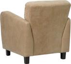 Leren fauteuil - Kenia Leer Taupe - Hout zwart, Huis en Inrichting, Fauteuils, Nieuw, Ophalen of Verzenden, Landelijk, 75 tot 100 cm