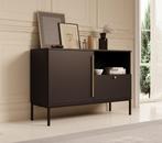 Meubella | Dressoir zwart 120cm | Opbergkast 1 deur 1 lade, Huis en Inrichting, Kasten | Dressoirs, 100 tot 150 cm, Verzenden