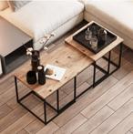 Sidetable / salontafel 3-delig hout zwarte poten rechthoekig