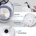 Waterkoker glas - met LED - 1.7L - 2200W - Wit, Verzenden, Zo goed als nieuw