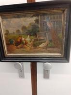 A Bernhorster (XX) - Pauw en kippen in landschap, Antiek en Kunst, Kunst | Schilderijen | Klassiek