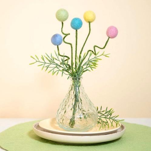 Vilt Bloemen - Craspedia Pasteltinten - 30cm - Set 5 stuks -, Kinderen en Baby's, Kinderkamer | Inrichting en Decoratie, Nieuw
