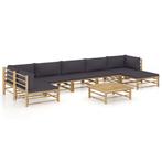 vidaXL 8-delige Loungeset met donkergrijze kussens bamboe, Tuin en Terras, Tuinsets en Loungesets, Verzenden, Nieuw, Hout, Loungeset