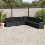 vidaXL 9-delige Loungeset met kussens poly rattan zwart, Tuin en Terras, Verzenden, Nieuw, Rotan, Loungeset