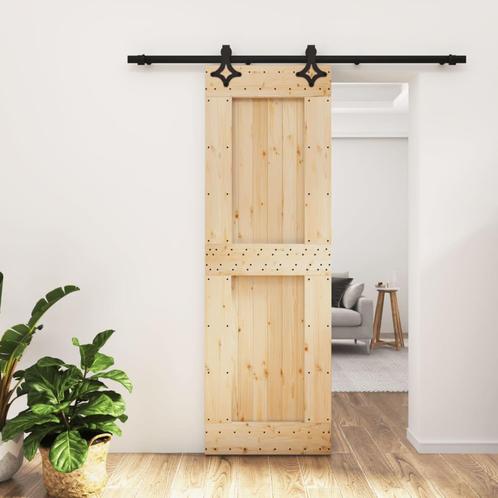 vidaXL Schuifdeur met beslag 70x210 cm massief grenenhout, Doe-het-zelf en Verbouw, Deuren en Horren, Nieuw, Verzenden