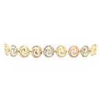 Tricolour gouden armband 18 cm 14 krt, Sieraden, Tassen en Uiterlijk, Armbanden, Goud, Zo goed als nieuw, Verzenden