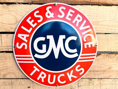 "GMC Trucks - Sales & Service" - emaille bord, Verzamelen, Merken en Reclamevoorwerpen, Verzenden